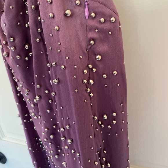 Rachel Comey Purple Halterneck Mini Dress W/ Silver Embellishments Sz XS/0 - Picture 5 of 11